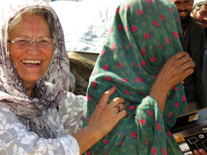 Nouria and woman in veil